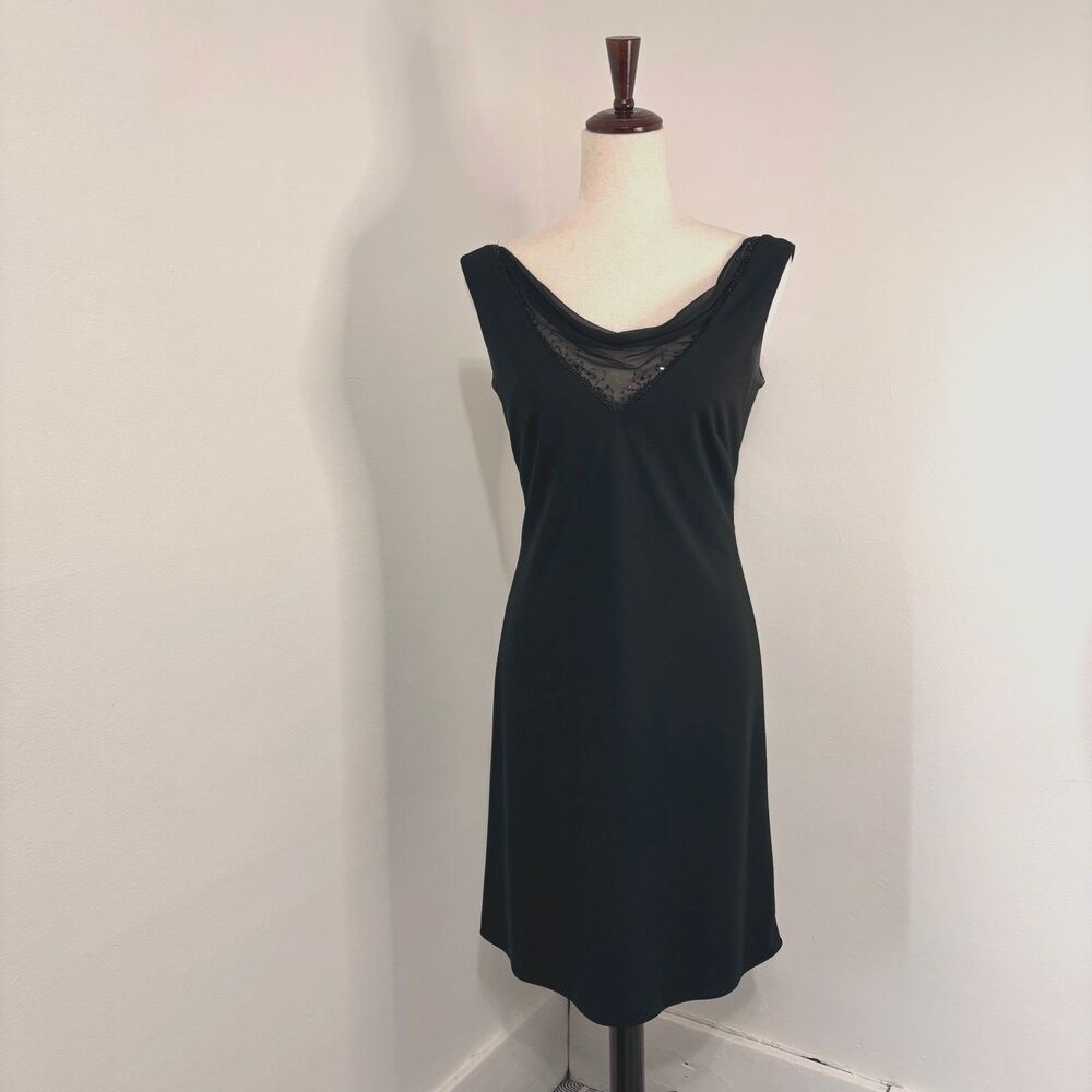 Vintage 90s Phoebe Black Beaded Knee-Length Dress Sz 8